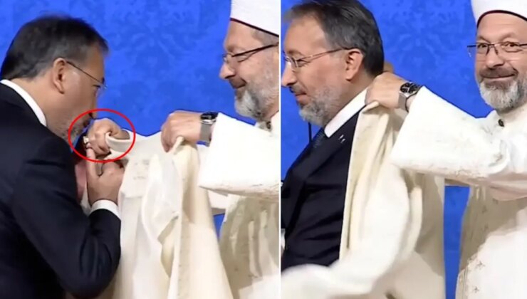Ali Erbaş helallik istedi, Diyanet’in yeni başkanı Safi Arpaguş elini öptü